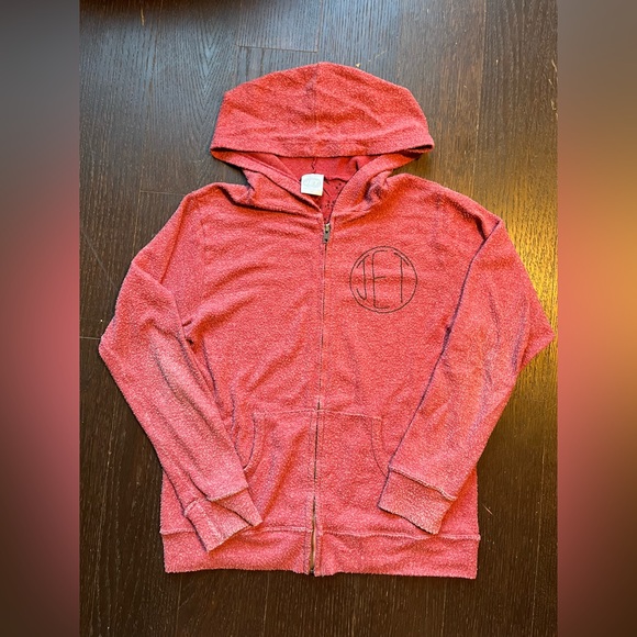 JET vintage red hooded zip up sweatshirt Small - Picture 1 of 8
